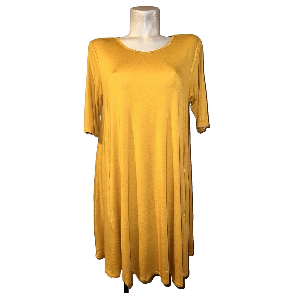 New Philosophy Dresses Gold Ray A Line‎ Midi Dress w/Pockets Women Size L NWT